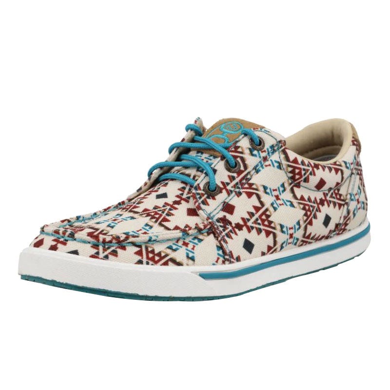 Twisted X Hooey Series Loper Shoes, 6, M W, Beige/Multi-Color, Lace-Up