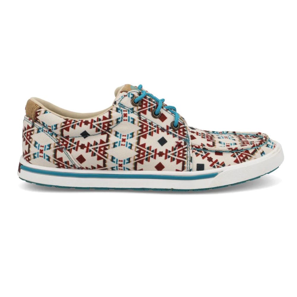 Twisted X Hooey Series Loper Shoes, 6, M W, Beige/Multi-Color, Lace-Up