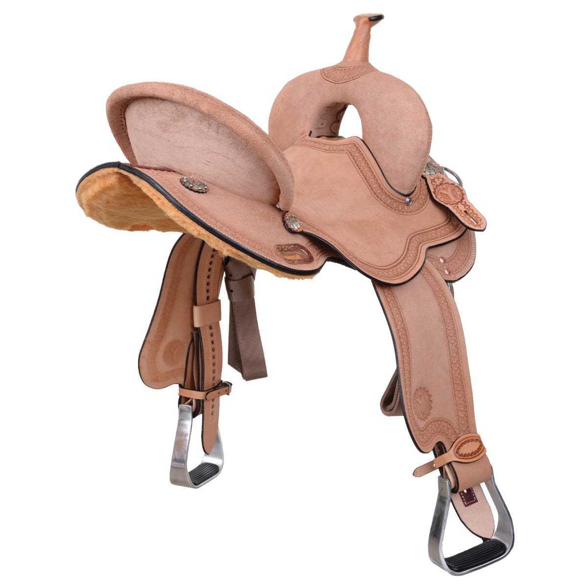 Circle Y 2233-950C-05 Windsor Barrel Saddle, 15 in, Wide Bar, 3-1/2 in Neck, 2 in Cap Horn, 22 in L x 11 in D Skirt