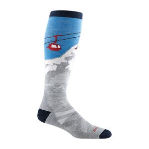 Darn Tough Men's Heady Yeti Over-the-Calf Midweight Ski & Snowboard Sock XL Gray