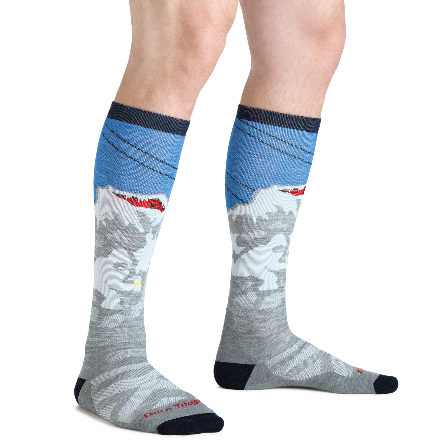 Darn Tough Men's Heady Yeti Over-the-Calf Midweight Ski & Snowboard Sock XL Gray