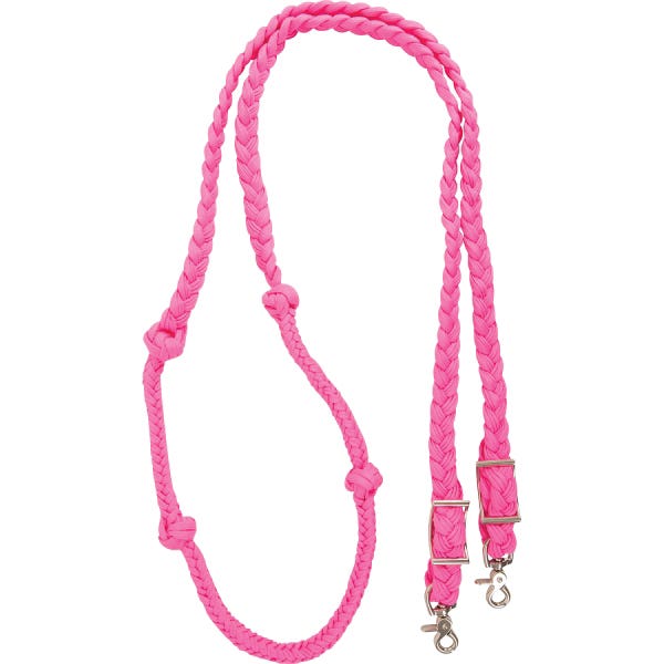 Martin Saddlery BR1BNK24PK Braided Barrel Reins with Knots, 1 in Thick, One-Size, Nylon, Pink