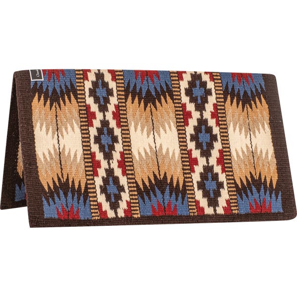 Classic Equine Show Blanket, Hand Woven, Wool, Blue/Coffee