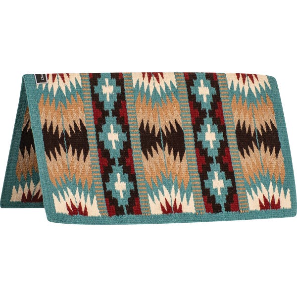 Classic Equine Show Blanket, Hand Woven, Wool, Malibu Blue/Tan