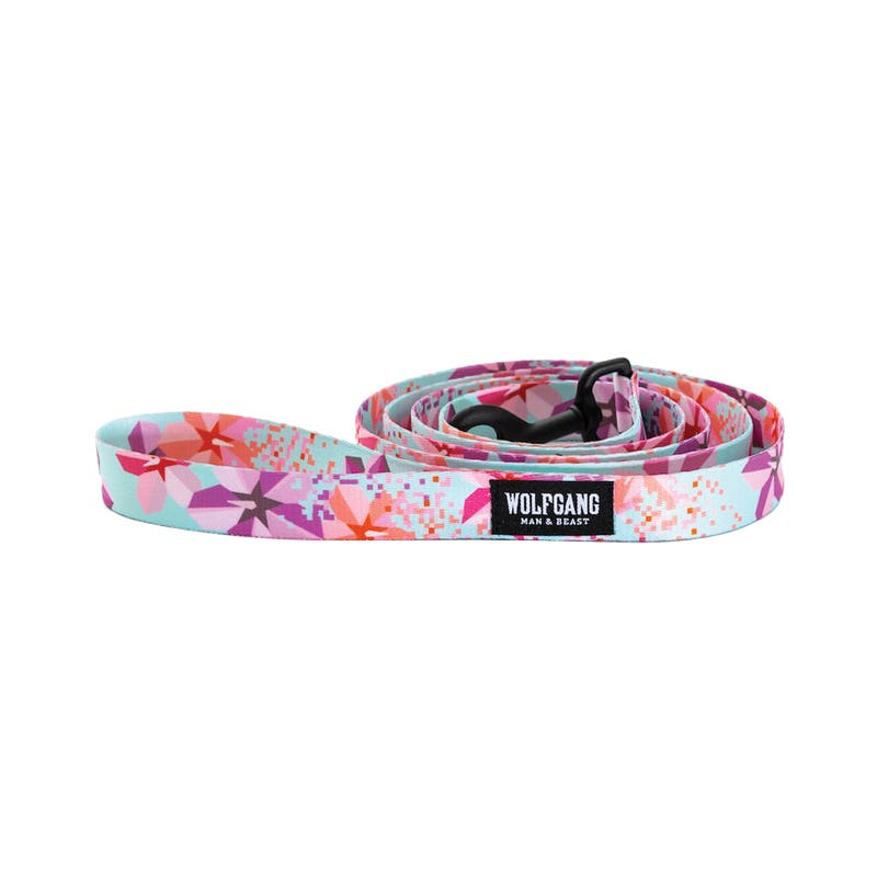 Wolfgang Digifloral Series WL-003-96 Dog Leash, 6 ft L, 1 in W, Polyester, Snap Hook, Swivel, M to XL