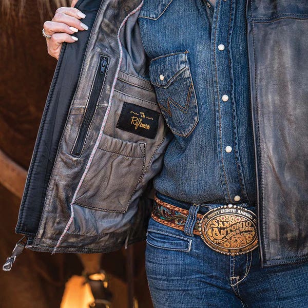 STS Rifleman Jacket, S, Leather, Stone Wash, Zipper