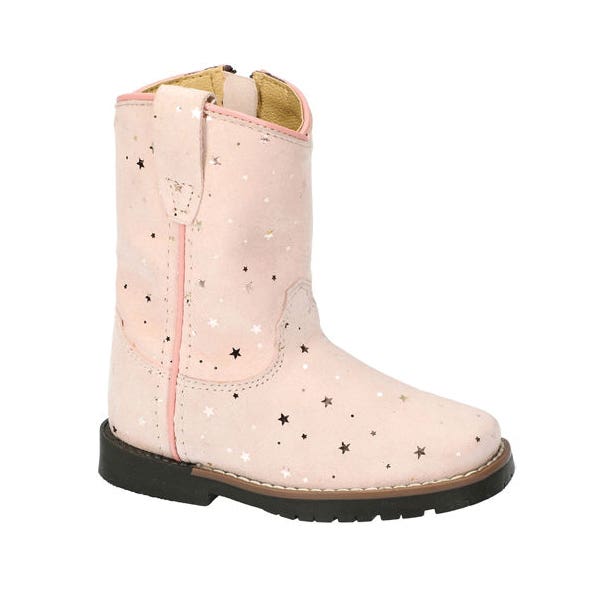 Smoky Mountain Boots Autry Series Western Boots, Girl's, 6, Metallic Star, Pink, Leather/TPR, Zipper