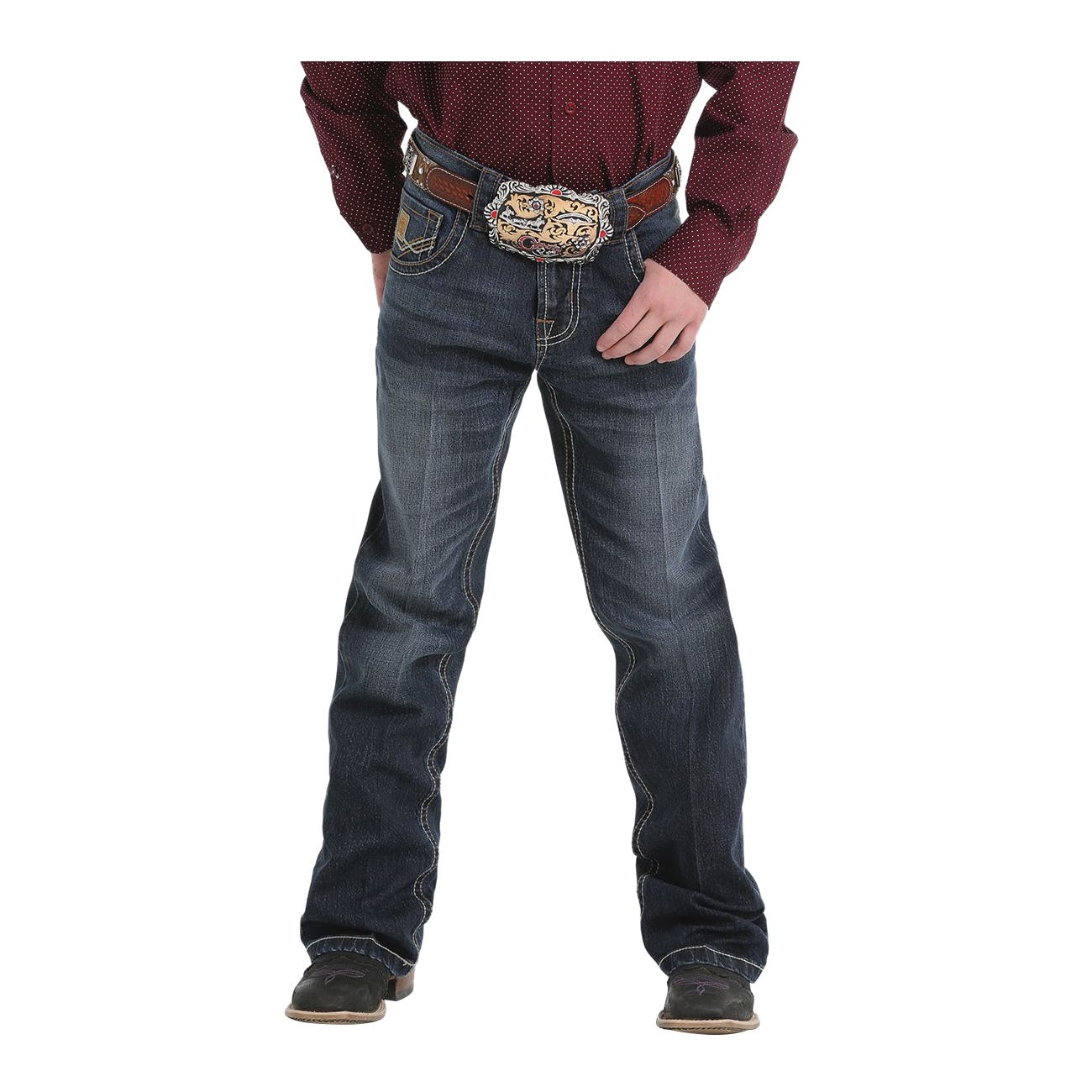 Cinch Jeans, Boy's, 12, 28 to 29 in W, Blue, Bootcut, Relaxed Fit, Stretchable