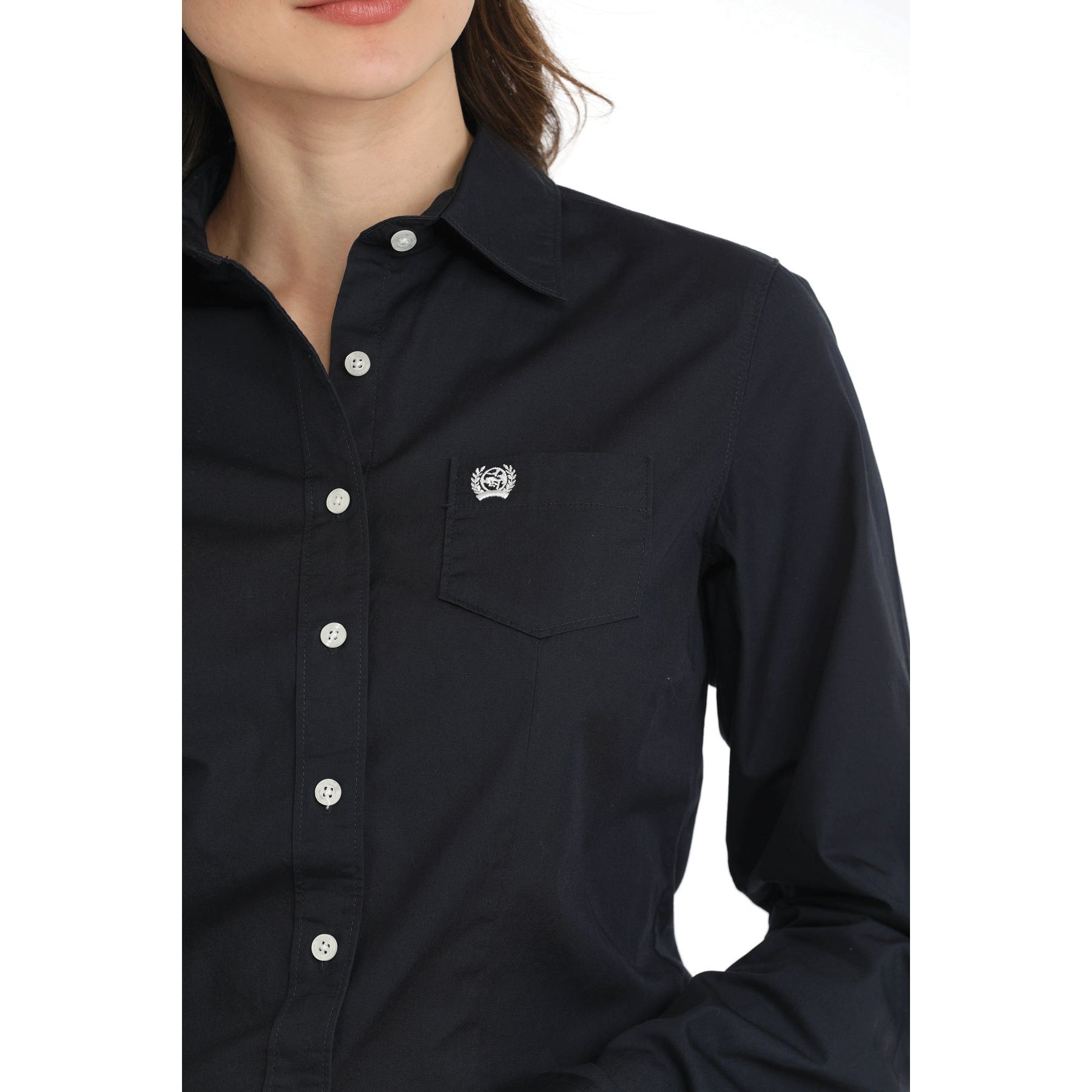 Cinch Western Shirt, XL, Cotton, Navy, Cinch Embroidered Logo, Solid, Basic, Long Sleeve, Arena Fit