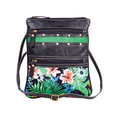 Myra Bag, Marianna Floral, Zipper, Ebony/Green/Smoky Gray