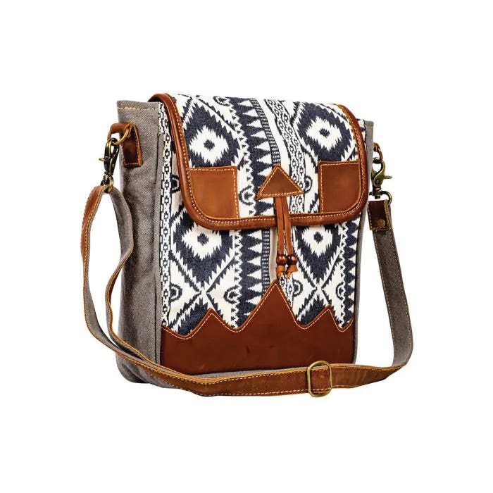 Myra Bag Sonoma Way Shoulder Bag, Tribal-Inspired, Zipper, Blue/Caramel/Cream