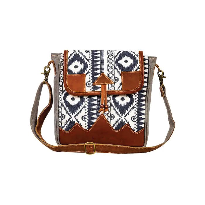 Myra Bag Sonoma Way Shoulder Bag, Tribal-Inspired, Zipper, Blue/Caramel/Cream