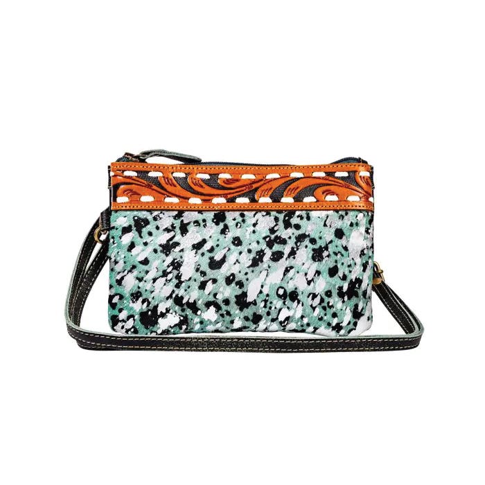 Myra Bag Gouyen Mesa Belt Bag, Zipper, Black/Ebony/Silver/Teal/White