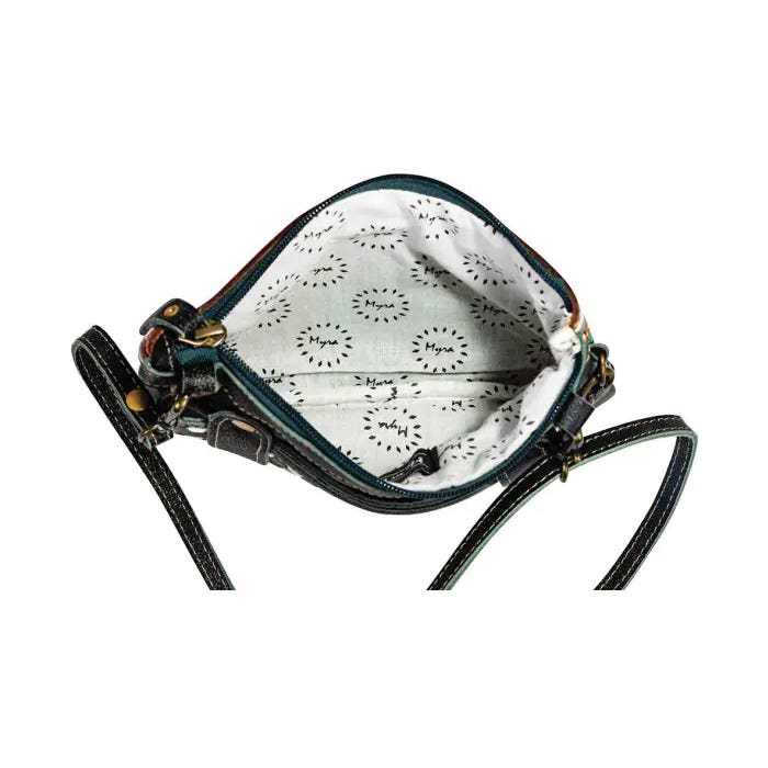 Myra Bag Gouyen Mesa Belt Bag, Zipper, Black/Ebony/Silver/Teal/White