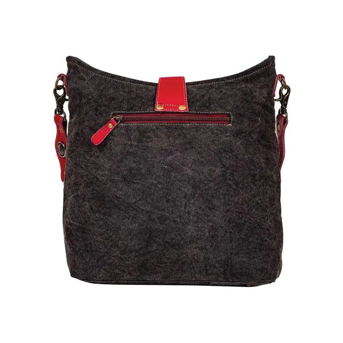 Myra Bag Letterstone Trail Series Bag, Zipper, Charcoal/Ebony/Pink
