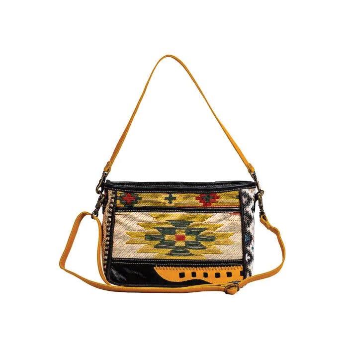 Myra Bag Zonta Mesa Series Cross Body Bag, Zipper, Cloud Gray/Ebony/Golden Sunrise/Smoky Gray/Yellow