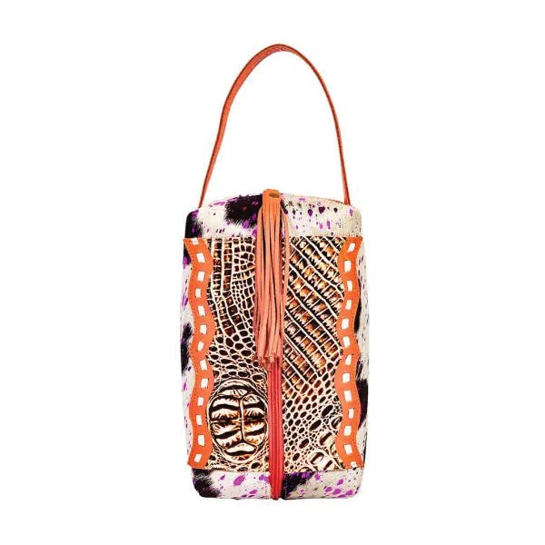 Myra Bag Jerikoh Series Toiletries Bag, Croc Pattern, Zipper, Foil Purple/Orange/White
