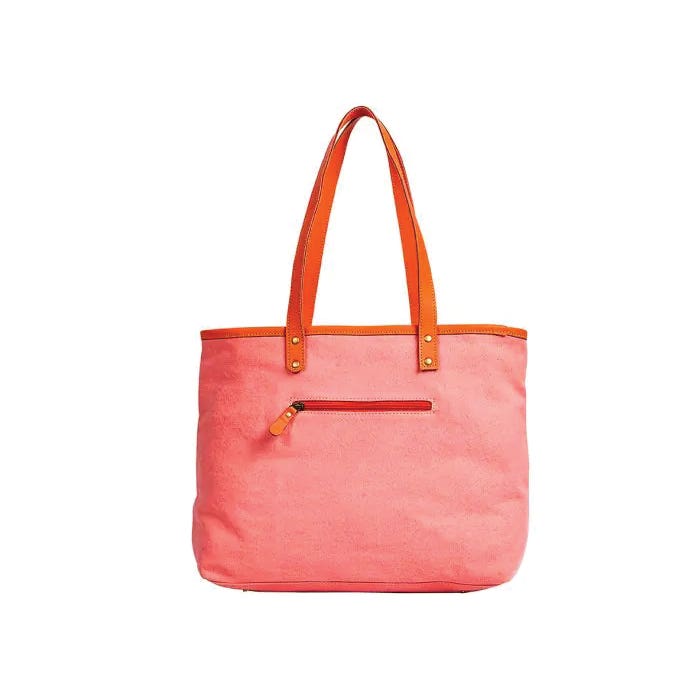 Myra Bag Tonga Ridge Series Tote Bag, Light Dark Mottled Pattern, Zipper, Orange/Pink