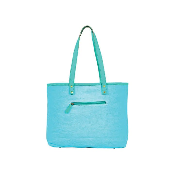 Myra Bag Tonga Ridge Series Tote Bag, Light Dark Mottled Pattern, Zipper, Turquoise