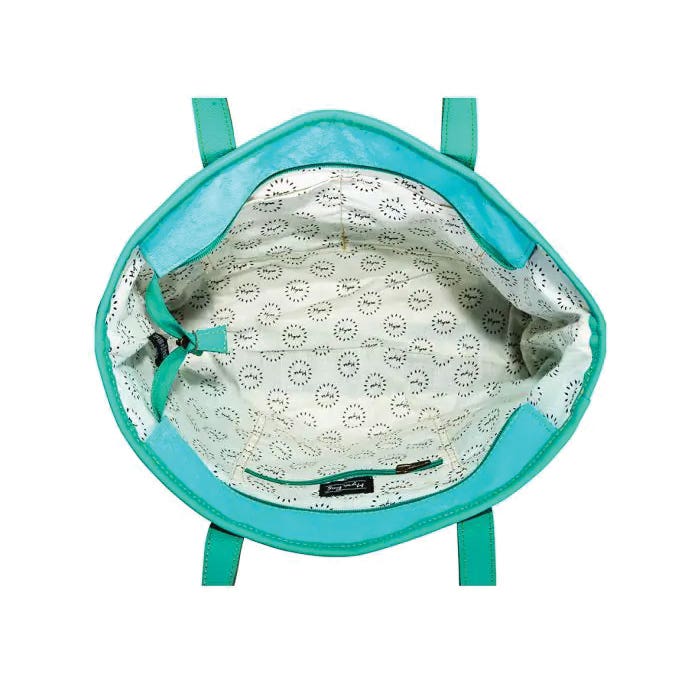Myra Bag Tonga Ridge Series Tote Bag, Light Dark Mottled Pattern, Zipper, Turquoise