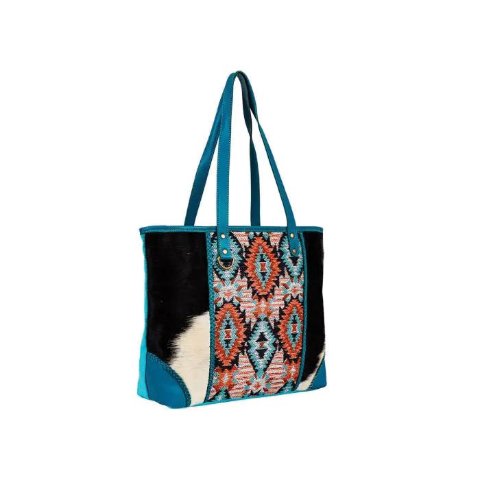 Myra Bag Tonga Ridge Series Tote Bag, Light Dark Mottled Pattern, Zipper, Steel Blue