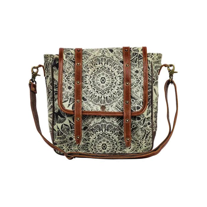 Myra Bag Le Medallion Series Shoulder Bag, Medallion, Snap, Zipper, Brown/Warm Chocolate
