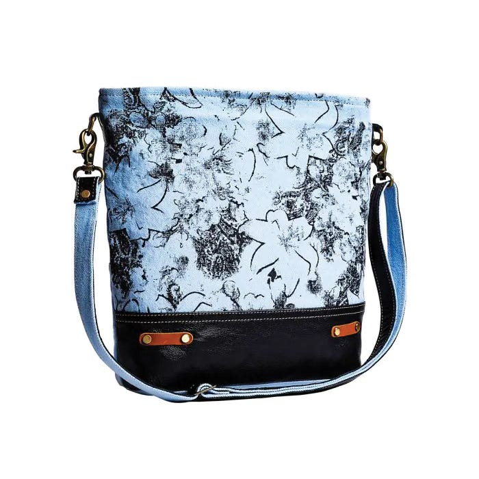 Myra Bag Bleu Creek Meadow Series Cross Body Bag, Floral, Zipper, Blue