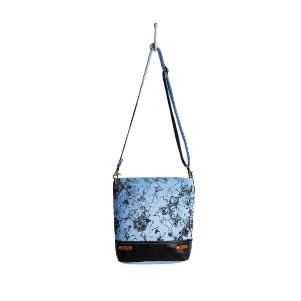 Myra Bag Bleu Creek Meadow Series Cross Body Bag, Floral, Zipper, Blue