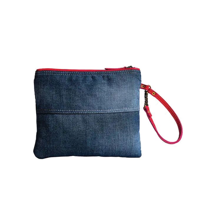Myra Bag Charley Denim Series Pouch, Zipper, Red