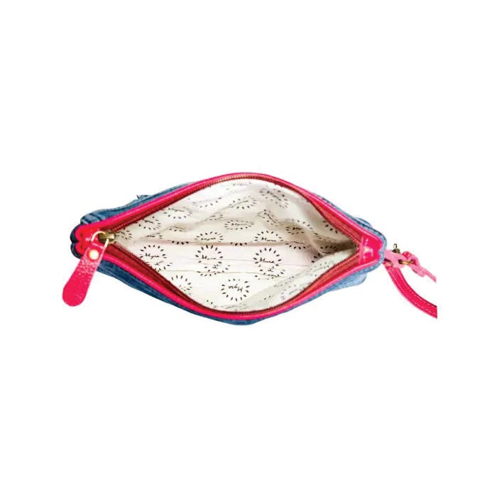 Myra Bag Charley Denim Series Pouch, Zipper, Red