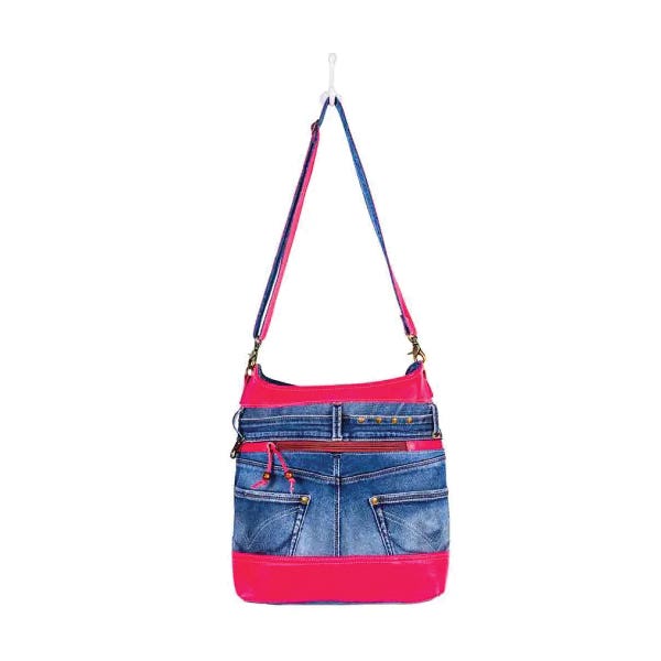 Myra Bag Charley Denim Series Shoulder Bag, Zipper, Red