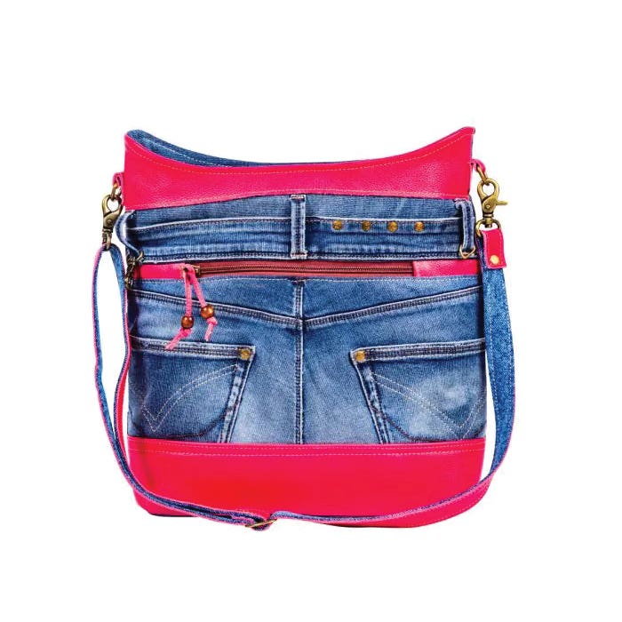 Myra Bag Charley Denim Series Shoulder Bag, Zipper, Red