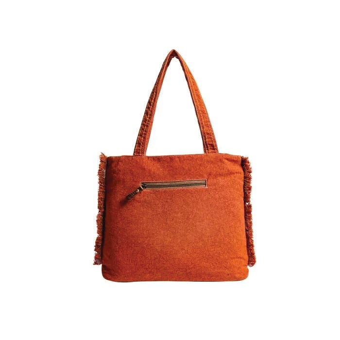Myra Bag Diamond Trail Series Tote Bag, Tribal-Inspired, Zipper, Blue/Desert Rust/Ivory/Salmon/White