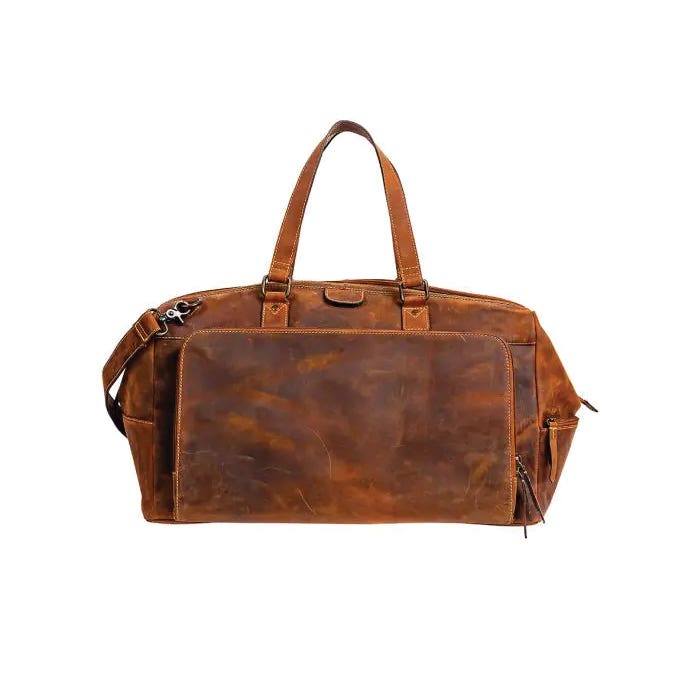 Myra Bag Kurlingham Series Duffle Bag, Unisex, Zipper, Brown