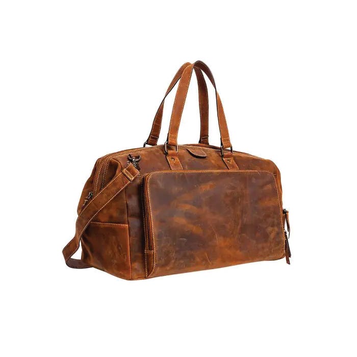 Myra Bag Kurlingham Series Duffle Bag, Unisex, Zipper, Brown