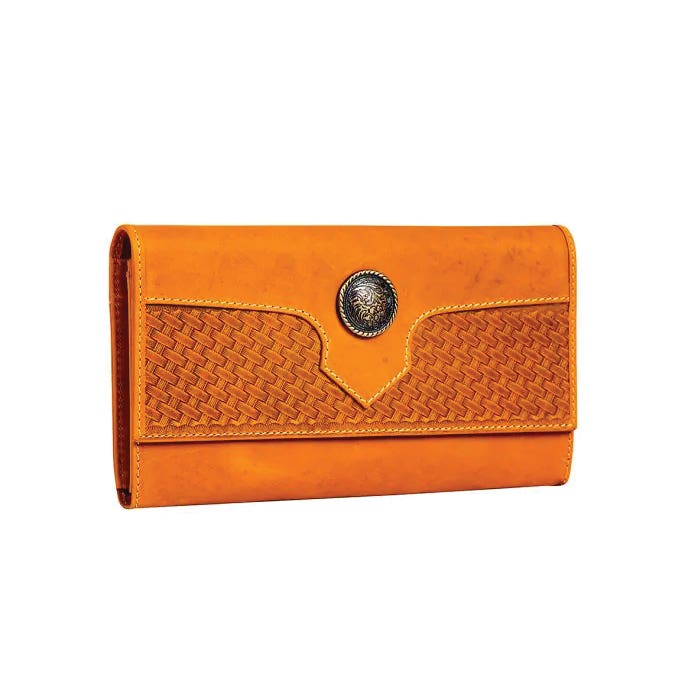 Myra Bag Winsome Trail Series Wallet, Snap, Zipper, Caramel