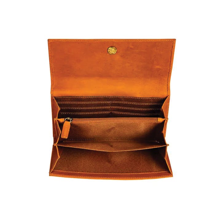 Myra Bag Winsome Trail Series Wallet, Snap, Zipper, Caramel