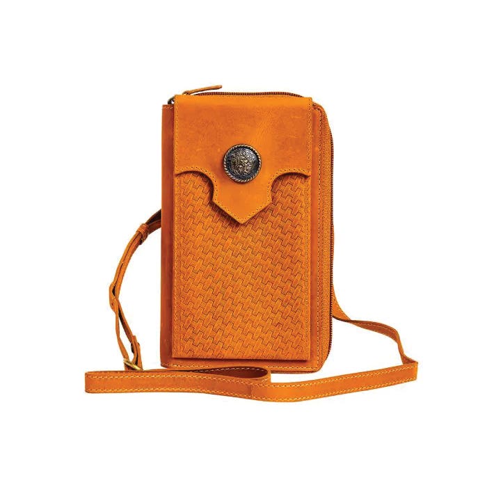 Myra Bag Winsome Trail Series Phone Case Wallet, Zipper, Caramel