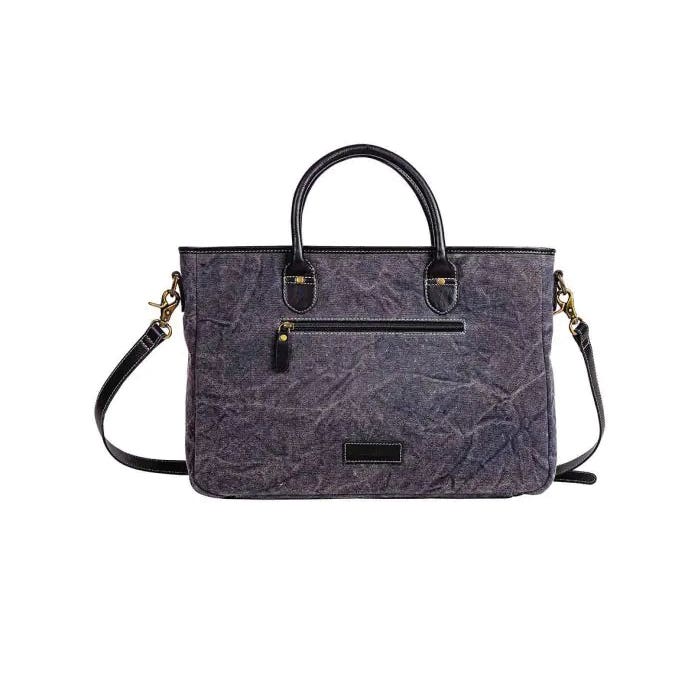 Myra Bag Carmichael Series Satchel Laptop Bag, Floral, Zipper, Cloud Gray/Ebony