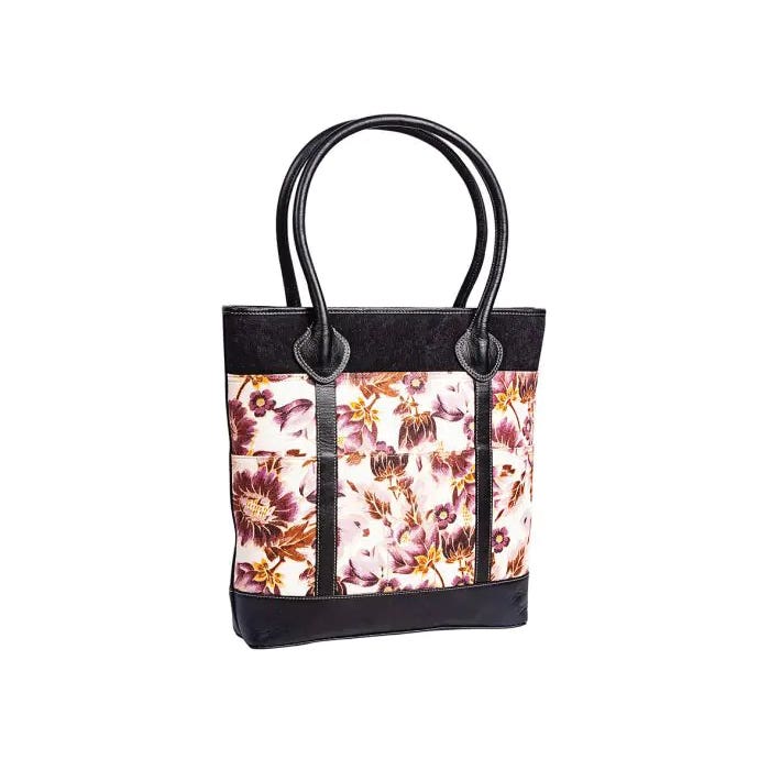 Myra Bag Jenika Falls Series Tote Bag, Floral, Zipper, Ebony