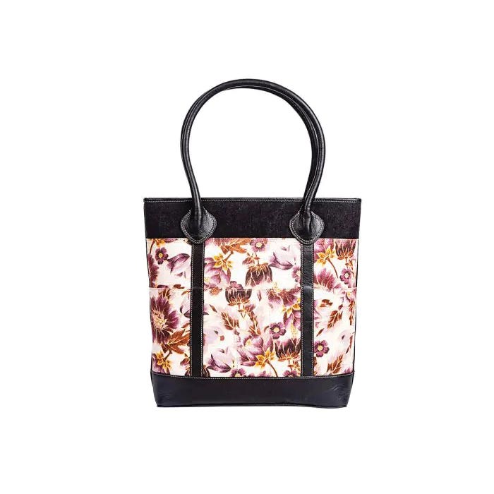 Myra Bag Jenika Falls Series Tote Bag, Floral, Zipper, Ebony
