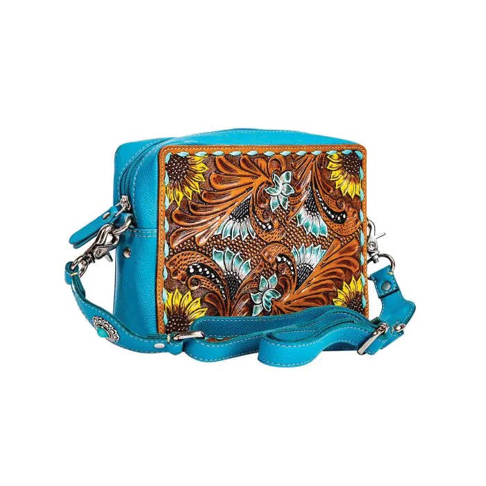 Myra Bag Blooms on the Trail Series Bag, Desert Sunflower Blooms, Zipper, Blue/Sunrise Yellow
