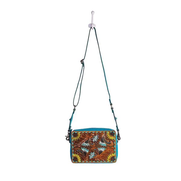 Myra Bag Blooms on the Trail Series Bag, Desert Sunflower Blooms, Zipper, Blue/Sunrise Yellow