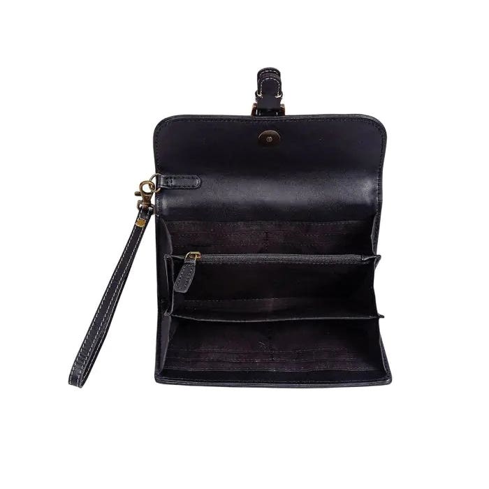 Myra Bag Jenson Bluff Series Clutch Wallet, Snap, Ebony