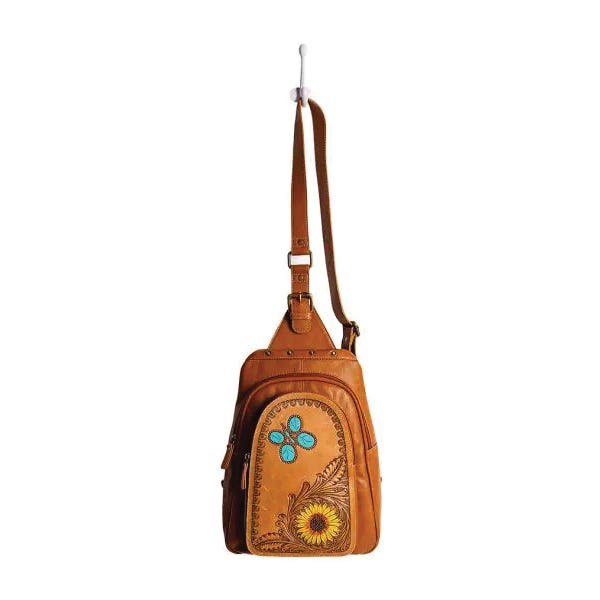 Myra Bag Ranch Meadows Series Fanny Bag Pack, Zipper, Brown/Caramel