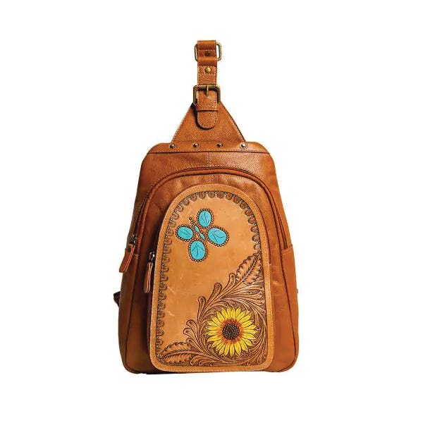 Myra Bag Ranch Meadows Series Fanny Bag Pack, Zipper, Brown/Caramel