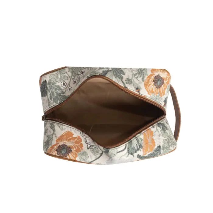 Myra Bag Catalona Springs Series Pouch, Scene of Blossoms, Zipper, Sage Green/Sunset Peach