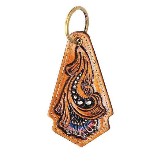 Myra Bag Night Blossom Key Fob, Prairie Flower Petals, Leather Case