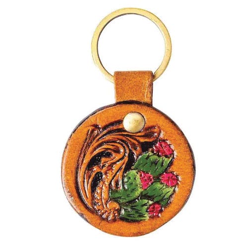 Myra Bag Four Blooms Key Fob, Blooming Cactus, Leather Case