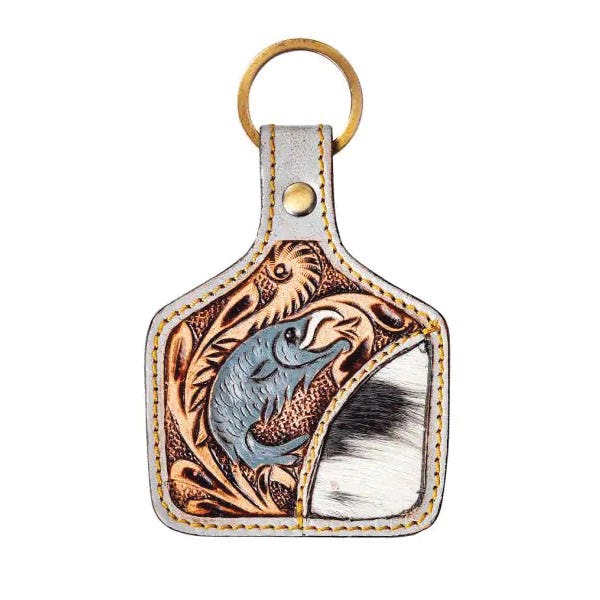 Myra Bag Leaping Free Key Fob, Fish, Hair-On Leather Case